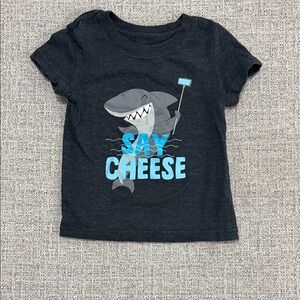 Cat & Jack Black 'Say Cheese' Shark Tee